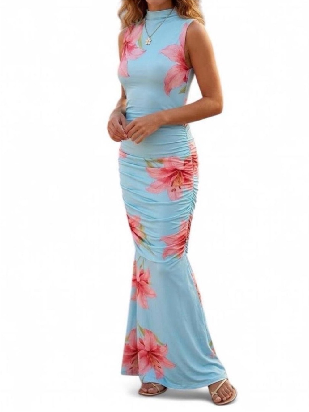 Sincerely Jules sleeveless floral mesh maxi dress size small